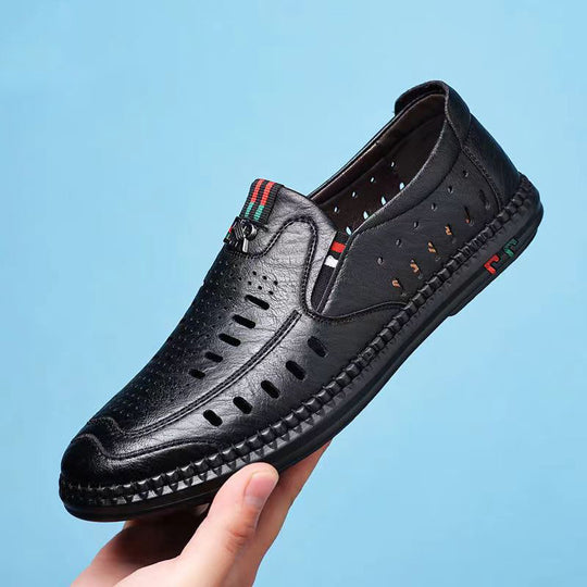 Herren Bequeme Slip-On Mokassins mit atmungsaktivem Lederobermaterial EB