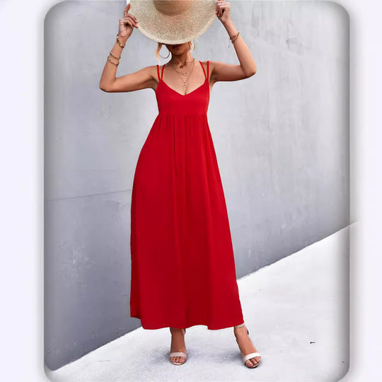 Damen Maxikleid mit feinen Spaghetti-Trägern EB
