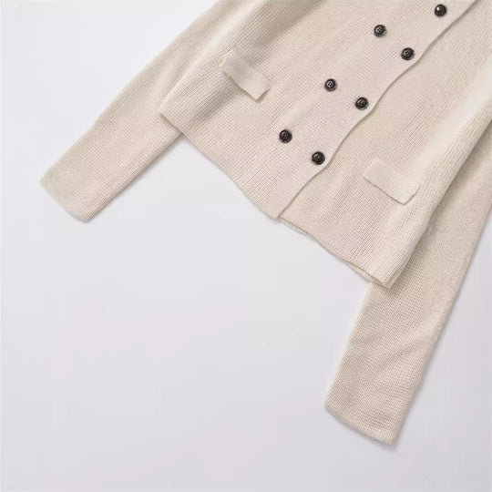 Damen elegante Kurzjacke mit doppelt knöpfbarem Verschluss und Taschen EB