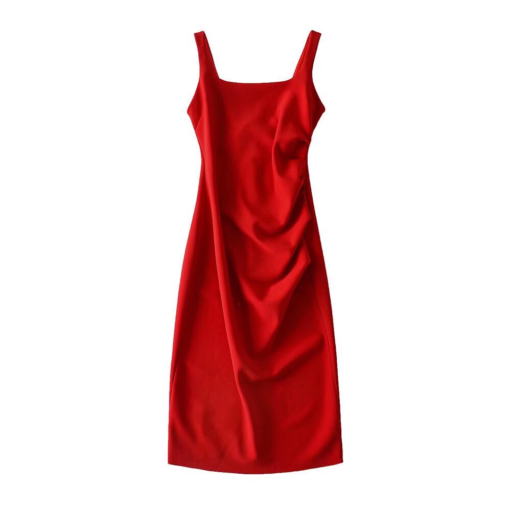 Damen figurbetontes Midi-Kleid mit elegantem Rüschendetail EB