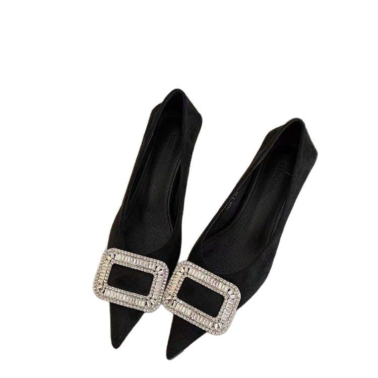 Damen elegante spitze Ballerinas mit funkelndem Schmuckdetail EB