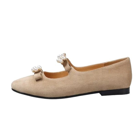 Damen Ballerina-Schuhe mit dekorativem Blumenakzent und flexiblem Riemchen EB
