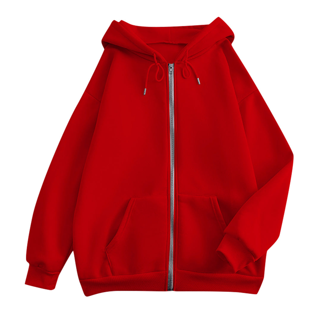 Damen nan extrabreite Zip-Kapuzenjacke mit weichem Fleecefutter, Kängurutaschen und gerippten Bündchen EB