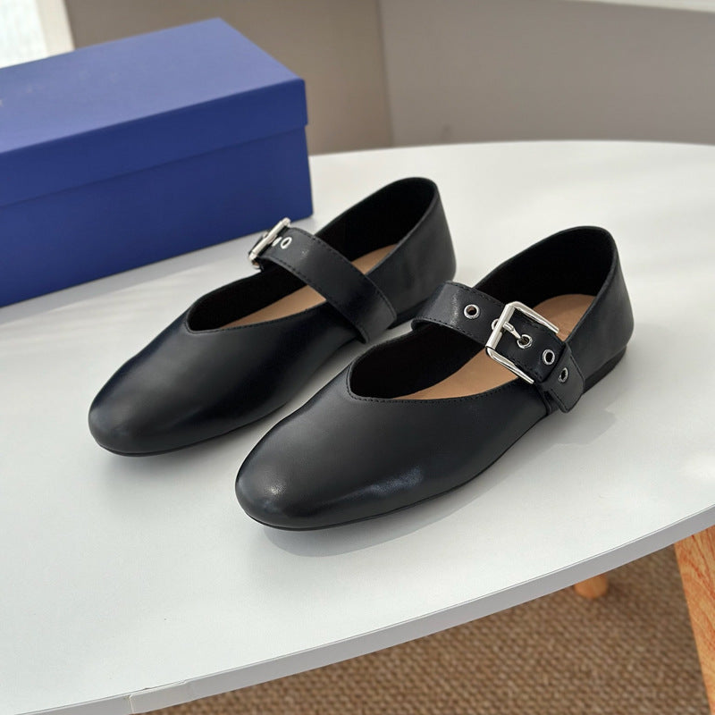 Damen elegante Ballerinas mit modischem Schnallen-Detail EB