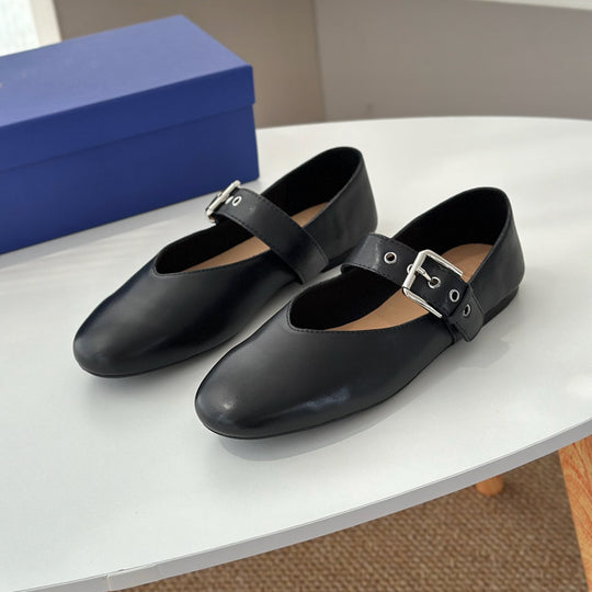 Damen elegante Ballerinas mit modischem Schnallen-Detail EB