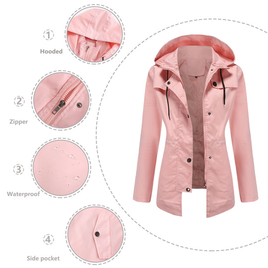 Damen wetterfeste Freizeitjacke mit verstellbarer Kapuze EB