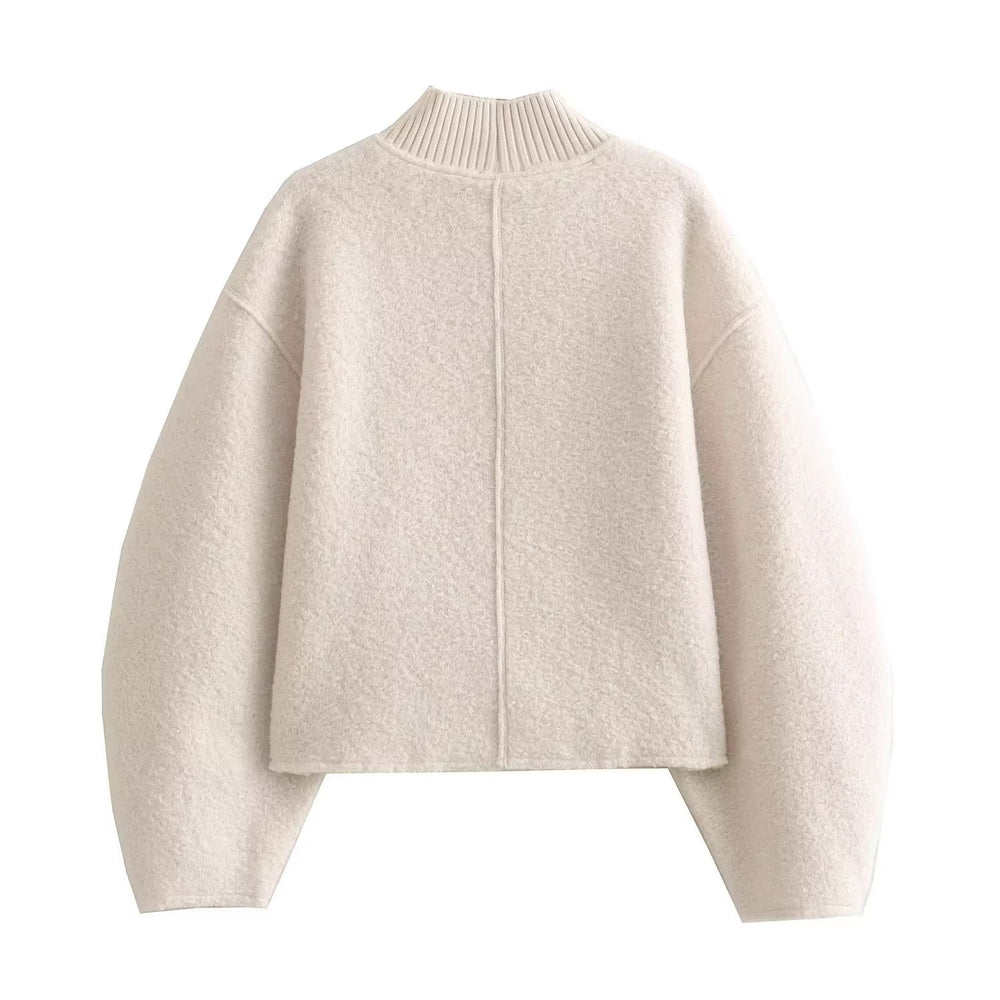 Damen Grobstrickpullover mit hohem Kragen EB
