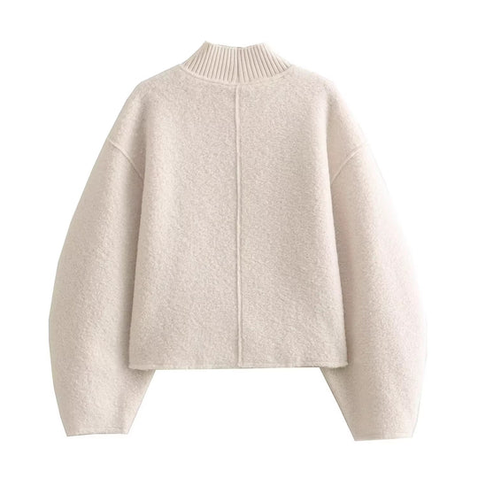 Damen Grobstrickpullover mit hohem Kragen EB