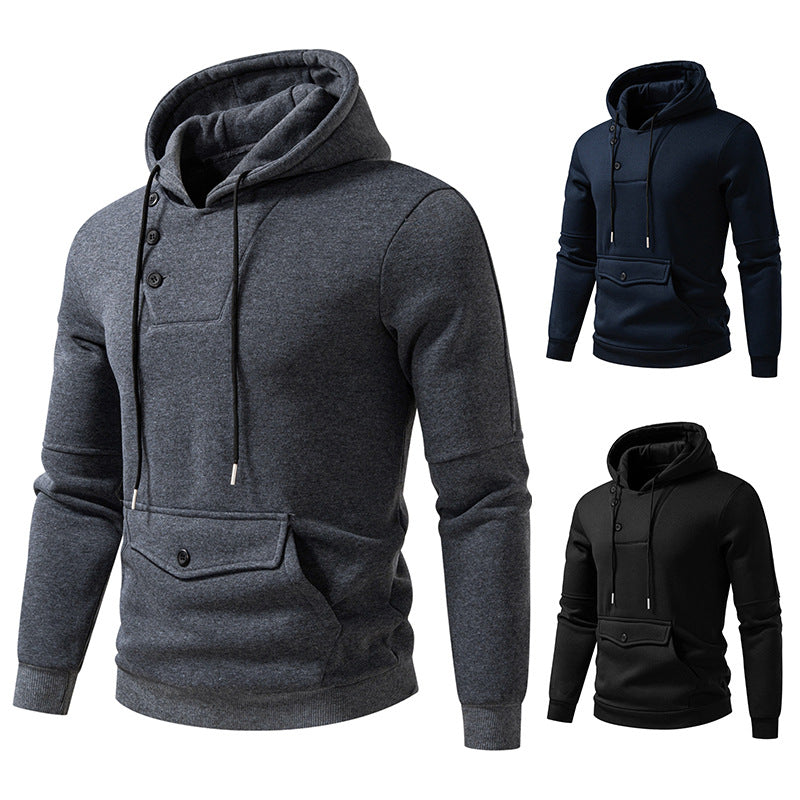 Herren Stylische Kapuzenpullover mit Knopfdetails EB