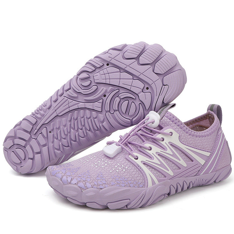 Damen leichte Wasserschuhe mit schnelltrocknendem Strickoberteil, elastischem Zugverschluss und rutschfester Profilsohle EB