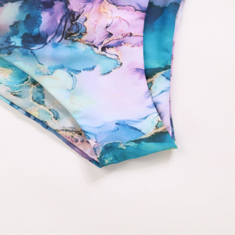 Damen Bikini-Set mit gekreuztem Oberteil und floralen Details EB
