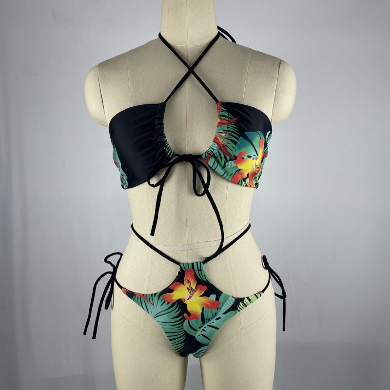 Damen Bikiniset mit floralem Design und verstellbaren Trägern EB