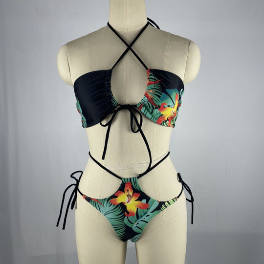 Damen Bikiniset mit floralem Design und verstellbaren Trägern EB