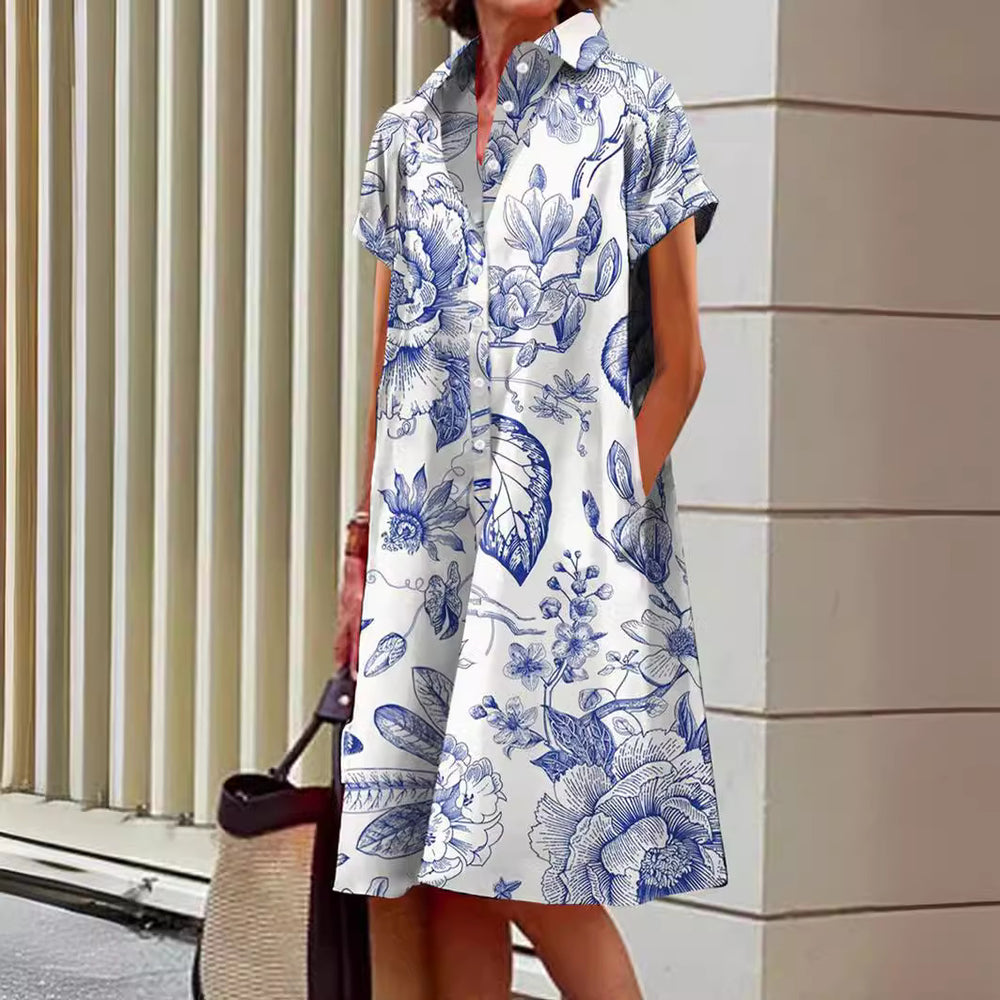 Damen Hemdblusen Kleid EB