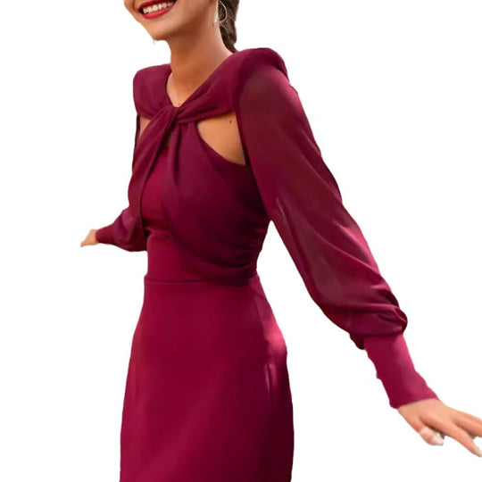 Damen Elegantes Chiffonkleid mit Cut-Out-Details EB