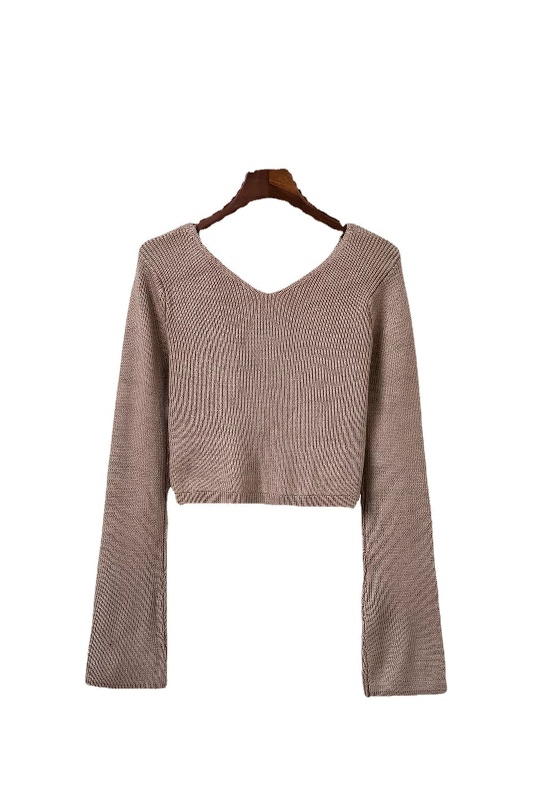 Damen eleganter croppter Pullover mit tiefem Ausschnitt und figurbetonendem Rock EB