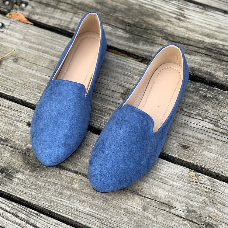 Damen spitz zulaufende Velours‑Loafer mit gepolsterter Innensohle EB