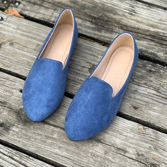 Damen spitz zulaufende Velours‑Loafer mit gepolsterter Innensohle EB