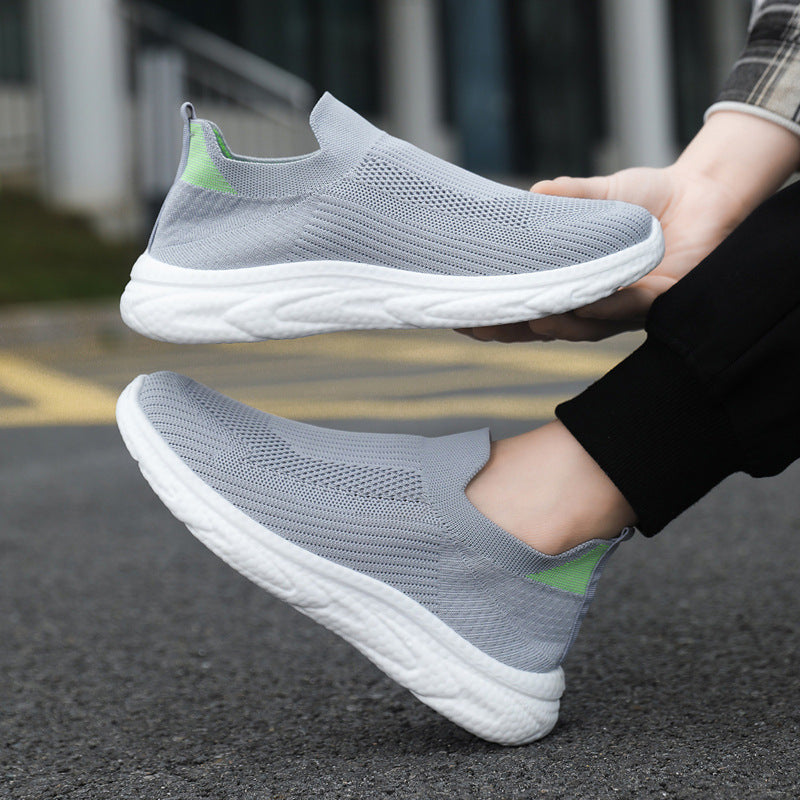 Damen Bequeme Slip-On Sneakers mit atmungsaktivem Strick-Obermaterial und flexiblem Fußbett EB