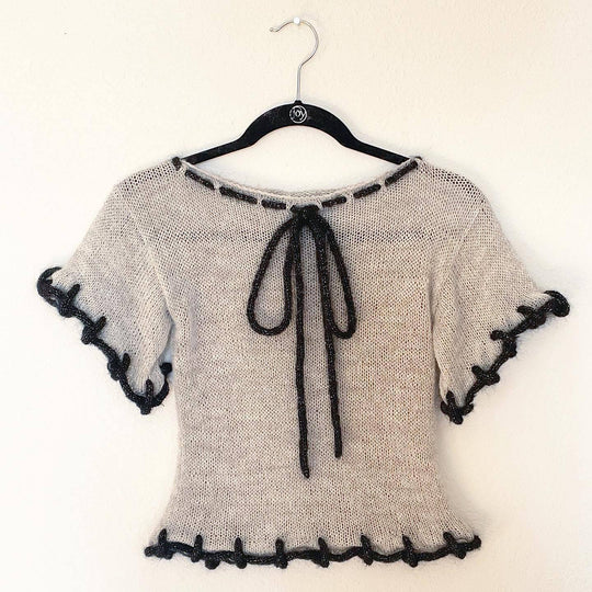 Damen modisches transparentes Strickoberteil mit dekorativen Profilschnüren EB
