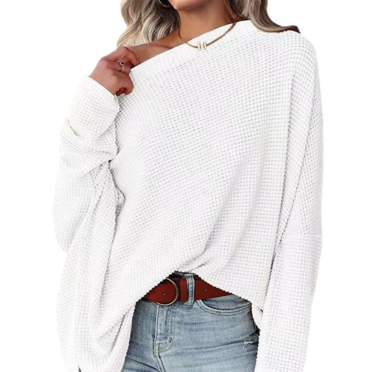 Damen lässiger Off-Shoulder Pullover im Strukturdesign EB