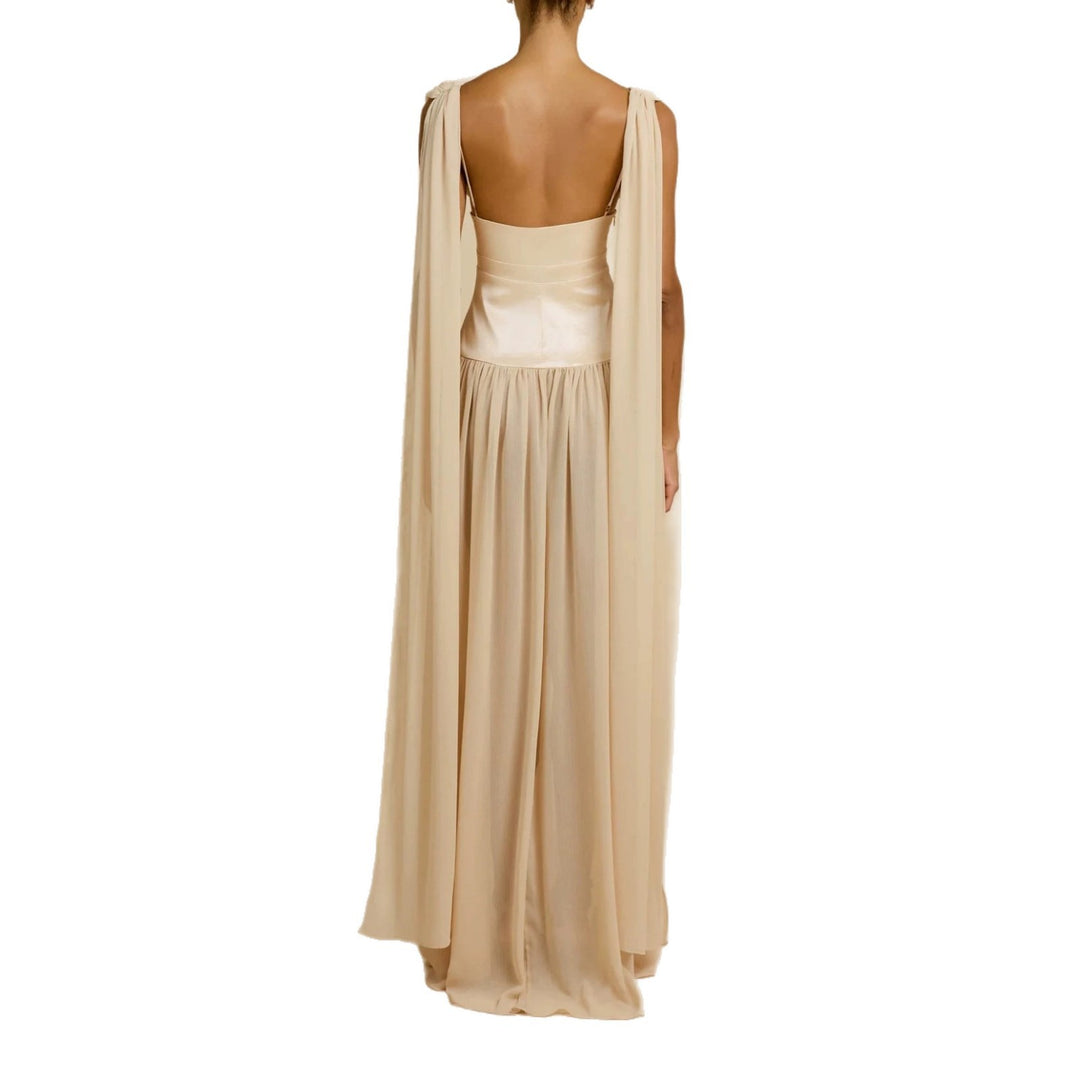 Damen Elegantes Langarm-Maxikleid mit tiefem V-Ausschnitt EB