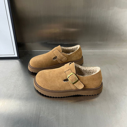 Damen Gemütliche Clogs mit warmem Innenfutter und praktischem Schnallenverschluss EB