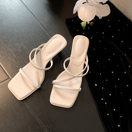 Damen elegante Slingback-Pantoletten mit modischem Riemen EB