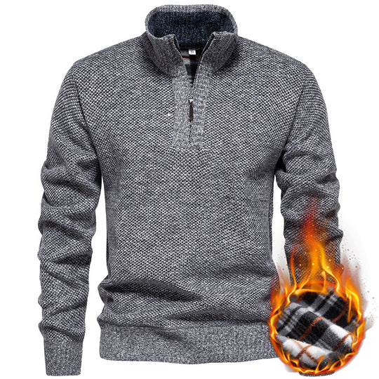 Herren Strickpullover mit halbem Reißverschluss und modischem Strukturdesign EB