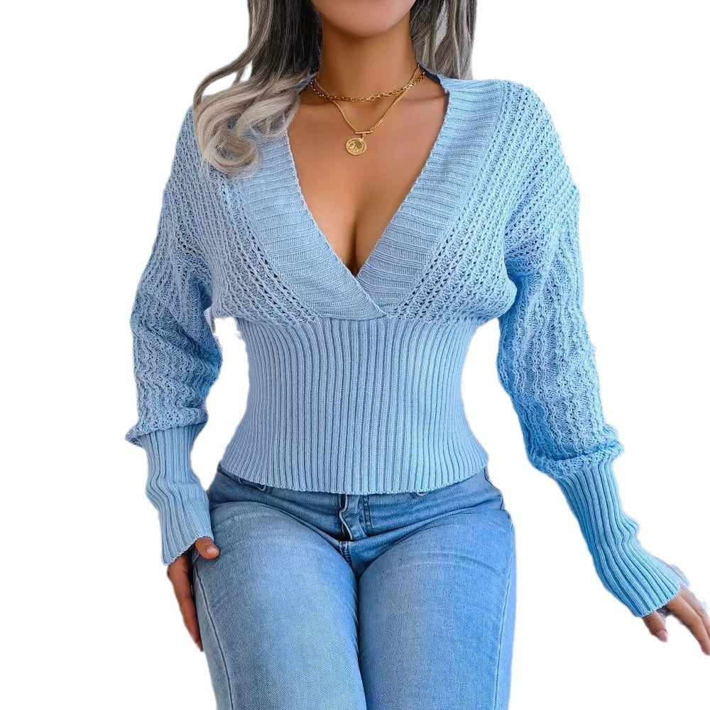 Damen Strickpullover mit V-Ausschnitt und feiner Maschenstruktur EB