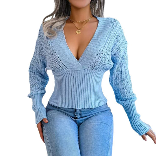 Damen Strickpullover mit V-Ausschnitt und feiner Maschenstruktur EB