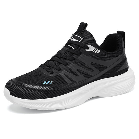 Herren nan leichte atmungsaktive Laufsneaker mit nahtlosem Strickobermaterial, gepolstertem Fersenkragen und reaktiver EVA-Dämpfung EB