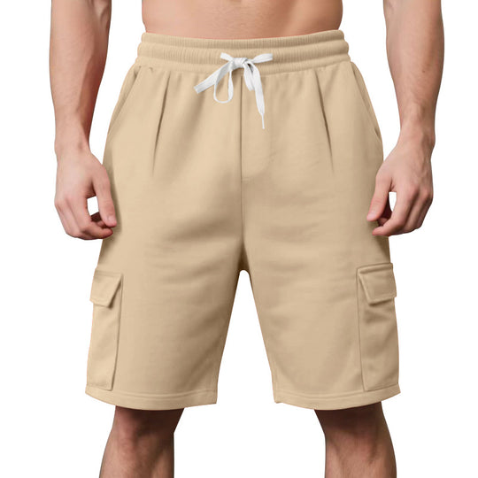 Herren nan elastische Cargo-Bermuda mit Kordelzug und Mehrfachtaschen EB