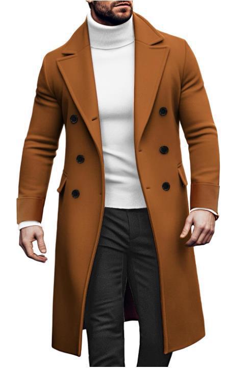 Herren eleganter Doppelmantel mit breitem Revers und praktischen Taschen EB