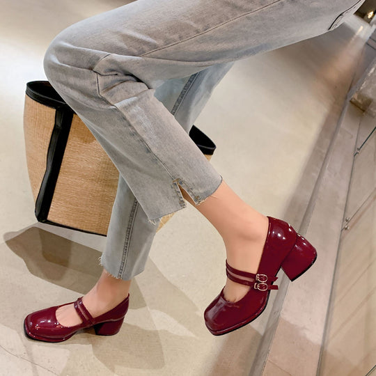 Damen Plateau-Pumps mit dekorativem Doppelriemen EB