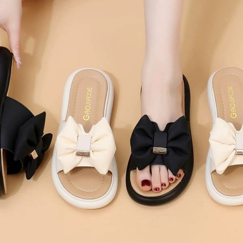 Damen Badesandalen mit dekorativem Schleifendesign und bequemer Sohle EB