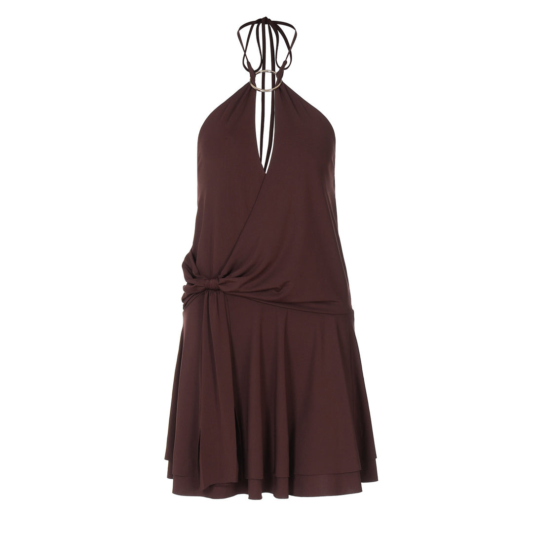 Damen Halterkleid mit elegantem Wickeldesign und raffinierten Trägern EB