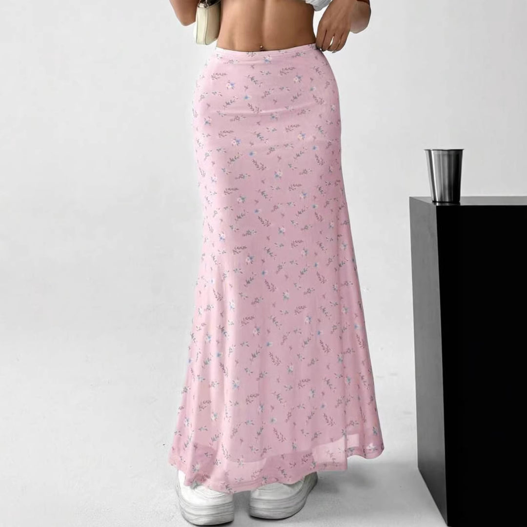 Damen Langrock mit floralen Motiven und fließendem Schnitt EB
