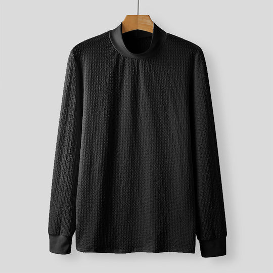 Damen Elegantes Langarmshirt mit strukturiertem Stoff und hohem Kragen EB