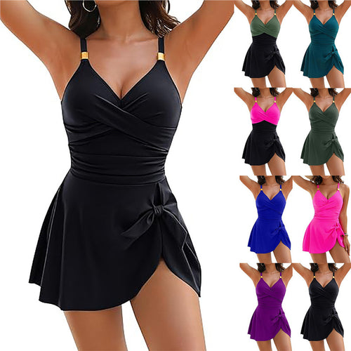 Damen Schwimmanzug mit elegantem Wickeldesign und verstellbaren Trägern EB