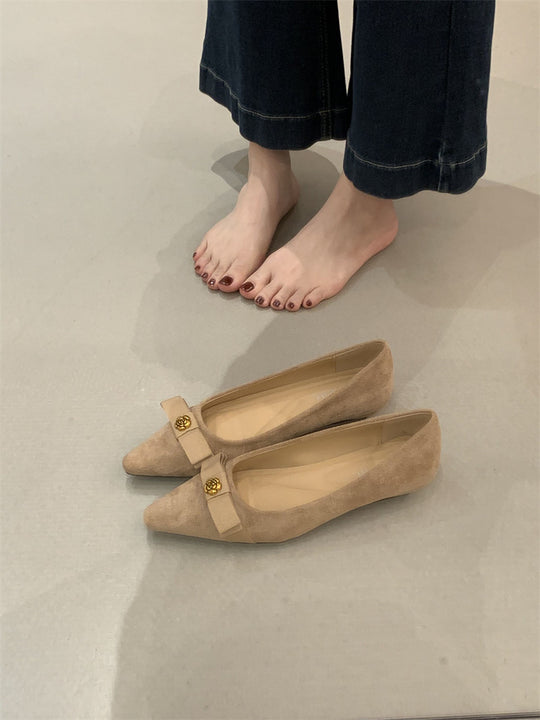 Damen Ballerinas mit elegantem Schleifen-Detail und hochwertigem Veloursleder EB