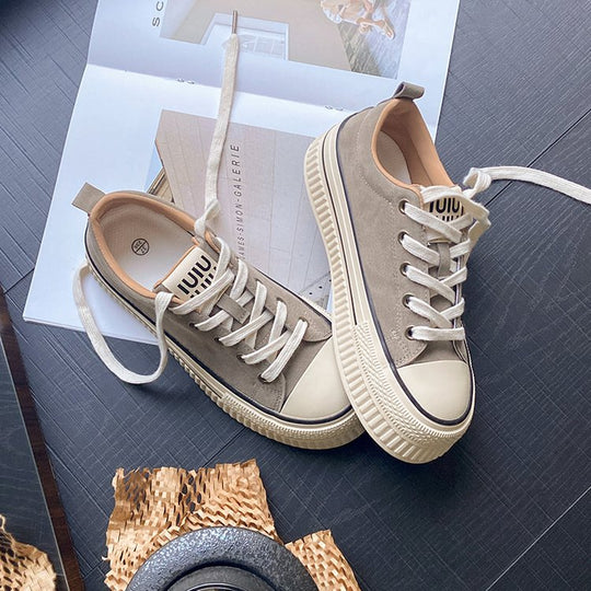 Damen modische Sneakers mit robustem Plateau und klassischem Design EB