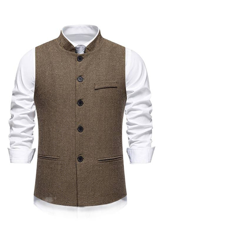 Herren elegante Weste im Herringbone-Design mit funktionalen Taschen EB