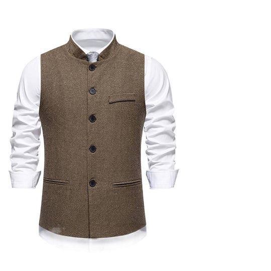 Herren elegante Weste im Herringbone-Design mit funktionalen Taschen EB