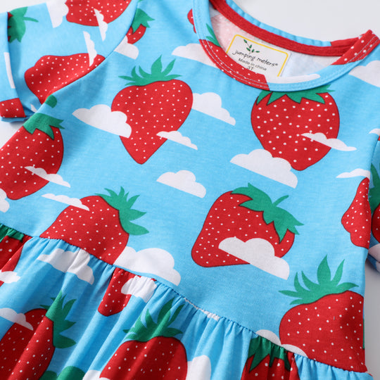 Mädchen Sommerkleid mit fröhlichem Erdbeer-Print EB