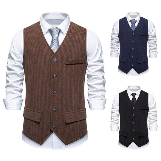 Herren eleganter Anzugweste mit strukturiertem Design und praktischen Taschen EB