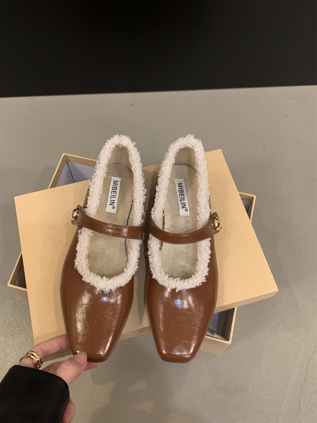 Damen elegante Mokassins mit hochwertigem Fleece-Futter EB