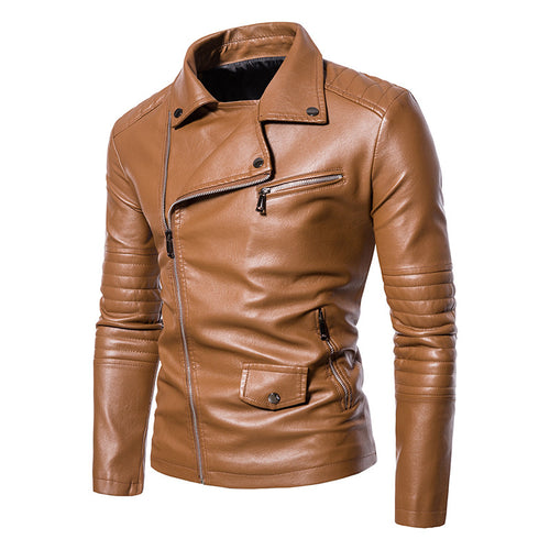 Herren stylische Bikerjacke mit asymmetrischem Reißverschluss und praktischen Taschen EB