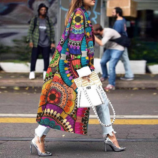 Damen Trendiger Kimono mit buntem Mandala-Muster EB