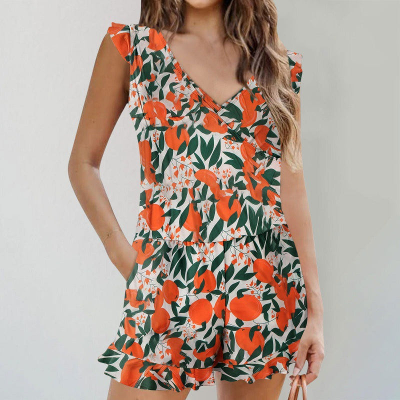 Damen Jumpsuit mit anmutigen Rüschenärmeln und figurschmeichelnder Silhouette EB
